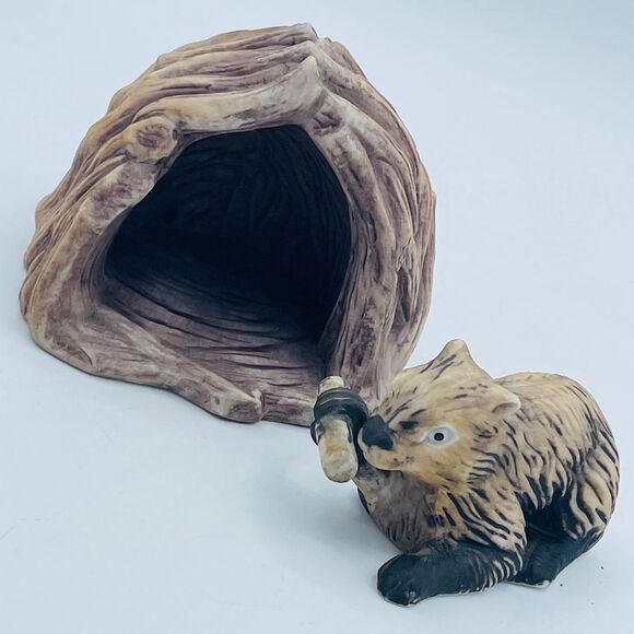 Vintage Franklin Porcelain Beaver Figure in Dam House Woodland Surprises 1984 - Picture 6 of 9